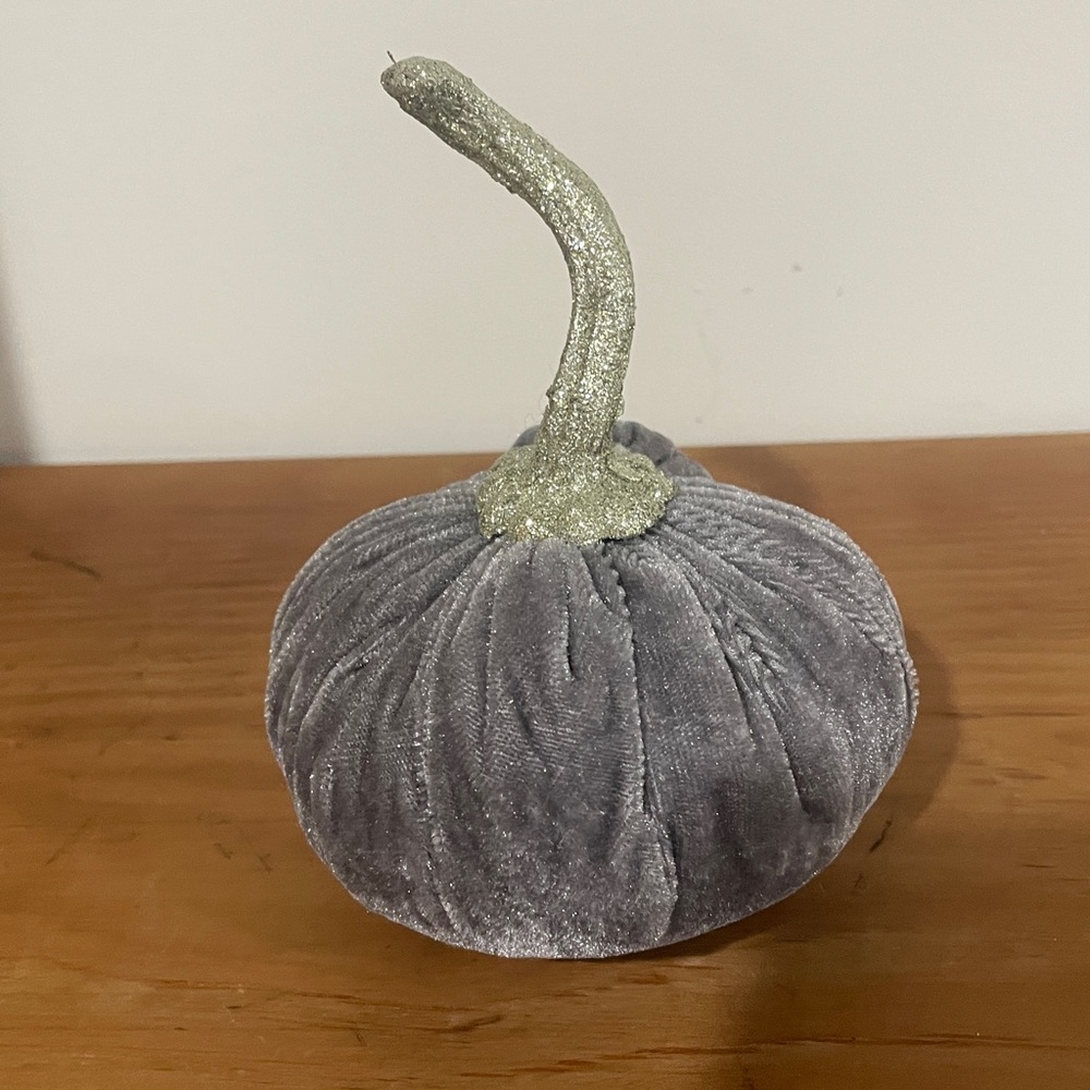 🌼  Gray Velvet Pumpkin Decor